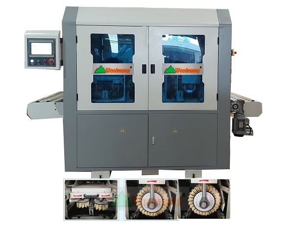 MÁY CHÀ NHÁM CHỔI THÙNG XẢ LÓT 4 TRỤC
