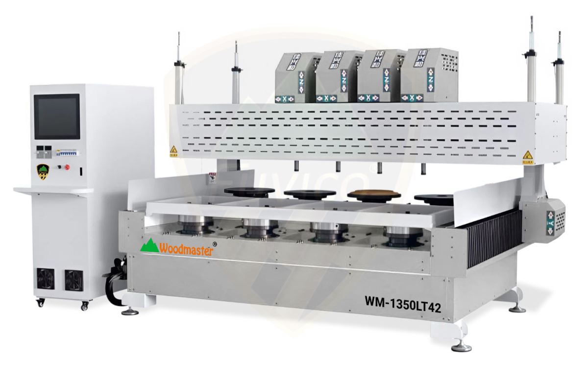 MÁY TIỆN CNC 4 ĐẦU 2 BÀN ( chuyên làm chén bát)
