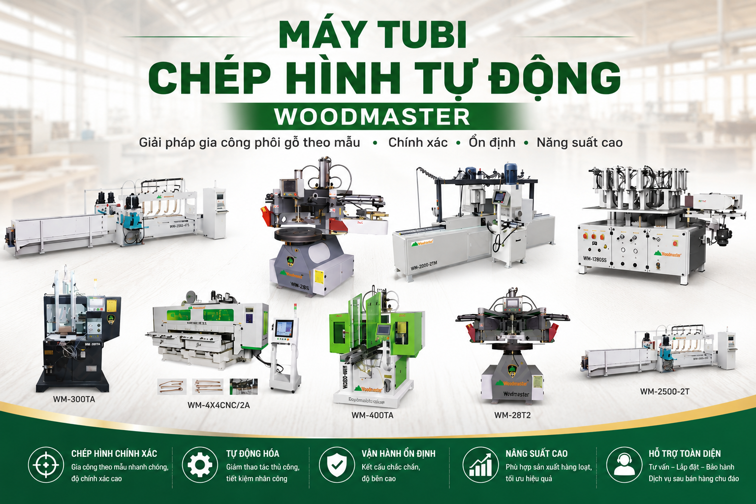 Các model máy tubi chép hình tự động Woodmaster