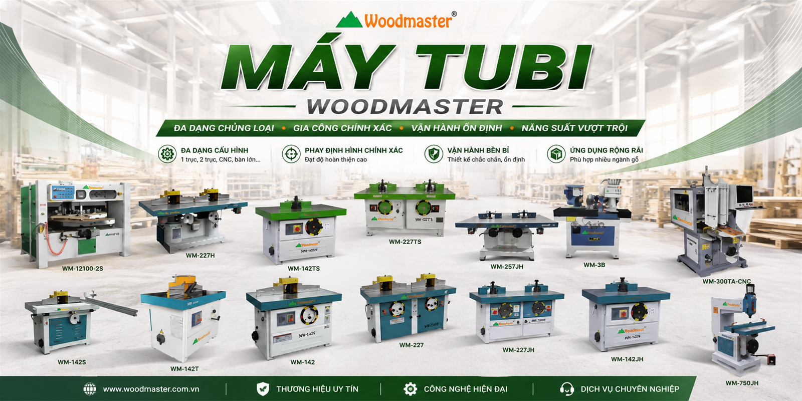 Máy tubi phay định hình gỗ Woodmaster