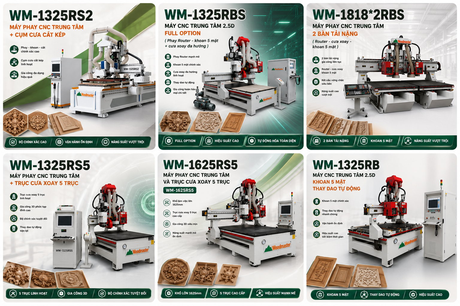 Các model máy CNC trung tâm 2.5D Woodmaster